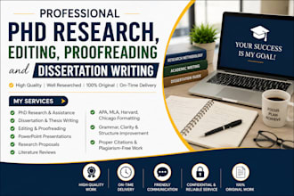 research phd, edit, proofread powerpoint presentations or dissertations writing