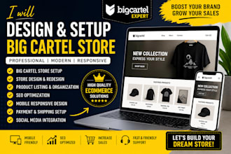 big cartel store, redesign website, SEO and product listing