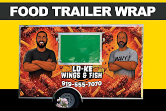 design food truck wrap with 3d mockup