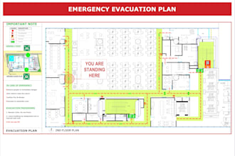 design fire emergency evacuation plan, exit plan , diagram