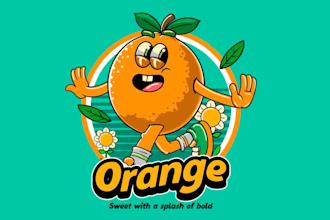 draw orange flavour juice mascot logo design with your company