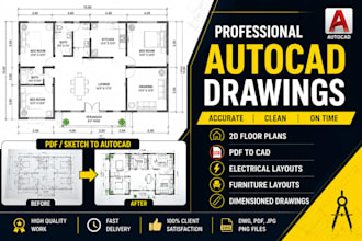 draw professional 2d floor plan in autocad