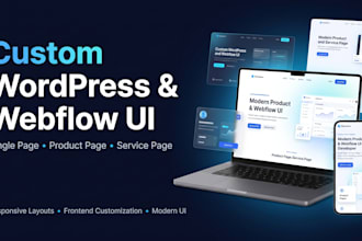 create wordpress webflow single page website product page , custom UI