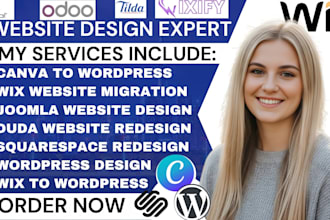 design duda joomla odoo website migrate wix canva tilda squarespace to wordpress