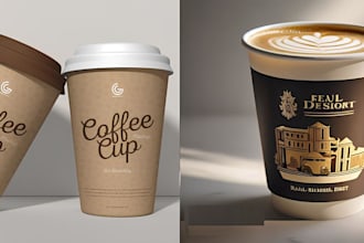 do unique coffee cup, paper cup and ice cream packaging design
