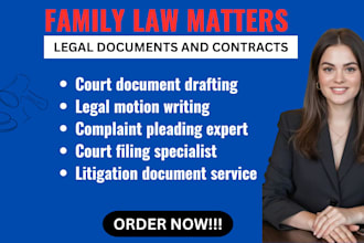 draft court documents, motions, complaints and legal pleadings