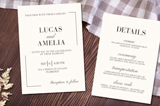 design luxury wedding invitation and save the date in 24h