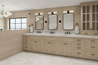 design kitchen bathroom floor plan, cabinet layout and elevations