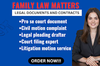 draft court documents, motions, complaints and legal pleadings