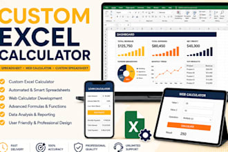 create custom excel calculator, spreadsheet, web calculator, custom spreadsheet