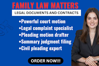 draft court documents, motions, complaints and legal pleadings