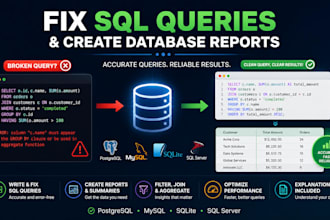 fix sql queries and create database reports