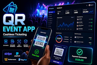 do custom event ticketing and qr payment platform, event booking website