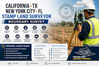 california tx new york city fl stamp land surveyor, boundary survey