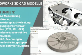 ich erstelle solidworks 3d cad modelle, produktdesign und fertigungszeichnungen