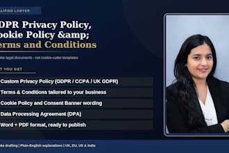 draft gdpr privacy policy, cookie policy, terms and conditions