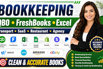 do bookkeeping for transport logistic, saas, agency restaurant in freshbooks qbo