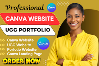 design a high converting ugc portfolio canva website canva landing page, epk