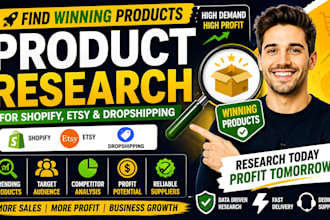 do winning product research for shopify, etsy, and dropshipping