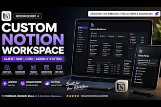 build notion client hub, agency workspace, and custom notion CRM setup