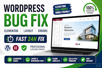 fix wordpress elementor bugs, errors and layout issues