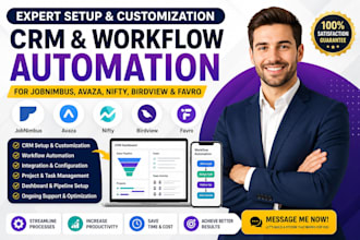 setup and customize jobnimbus CRM workflow automation system