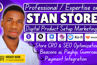 store setup, beacons ai, stan store marketing, payhip, gumroad, digital product
