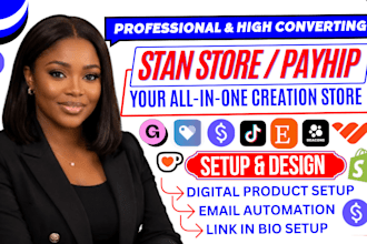 setup stan store, etsy seo, payhip, whop, kofi, gumroad, beacons ai, tiktok shop