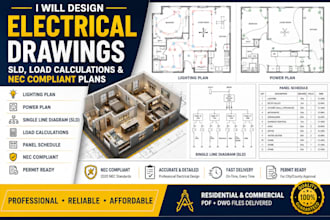 design electrical drawings, sld, load calculations and nec compliant plans