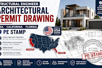 structural engineer architectural permit drawing USA california florida pe stamp