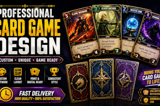 design custom card game, card game art, game assets for board and digital games
