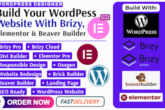 design a modern wordpress website with brizy elementor divi and beaver builder
