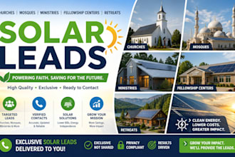 generate churches mosques ministries fellowship centers retreat solar leads