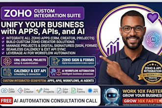 zoho CRM zoho creator zoho projects zoho sign zoho form calendly API ai workflow