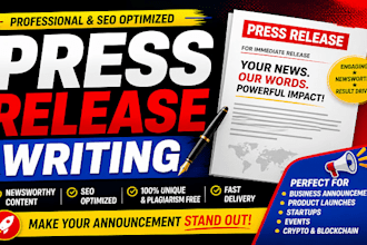 write SEO optimized press release for business product and crypto news