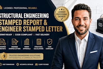 prepare structural engineering stamped report, engineer stamped letter