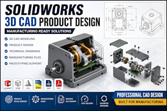 3d cad product design 3d cad model solidworks autocad drawing for manufacturing