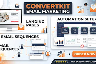 setup convertkit email sequence, convertkit email marketing, landing page