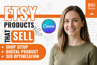 design etsy digital product and optimize etsy shop seo listing product upload