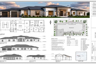 do architectural 2d floor plan, elevation, site plan, permit drawings in autocad