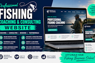 build fishing  coaching  consulting  online booking website testimonials section