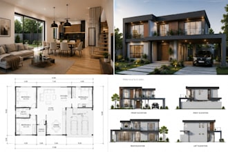 do 3d modeling architecture construction and permit drawing in revit or cad