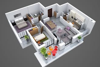 create realistic 3d floor plans for airbnb and real estate listings