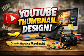 make scroll stopping youtube thumbnail design for you
