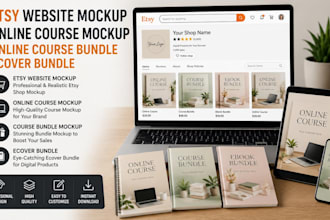 etsy website mockup, online course mockup, online course bundle, ecover bundle