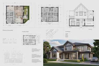 draft 2d architectural floor plans, elevations and sections in autocad