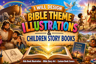 design bible theme illustration book illustration children book story