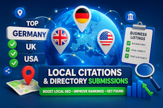do top germany, uk and usa local citations and directory submissions backlinks