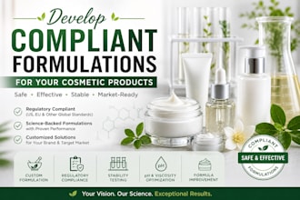 develop formulas for cosmetic formulation, skincare, hair care, organic product