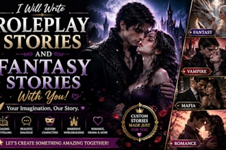 write roleplay stories and fantasy stories with you